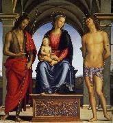 Pietro Perugino Madonna with Child Enthroned between Saints John the Baptist and Sebastian oil painting reproduction